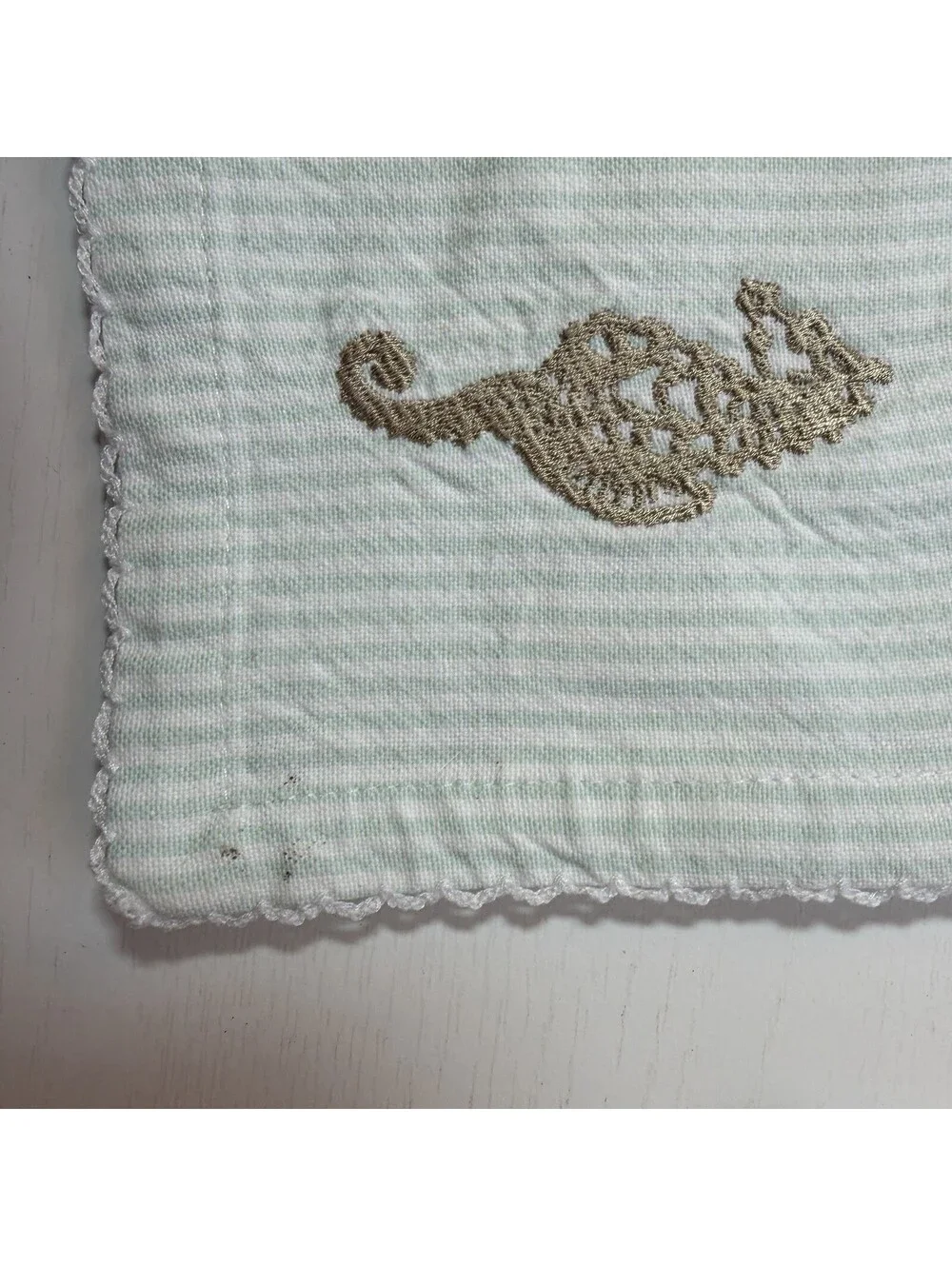 Sur La Table Cotton Stripe Coastal Cocktail Napkins Sea Shells Nautical Set Of 4